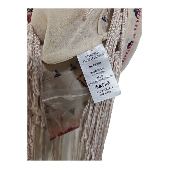 Chelsea & Violet Anthropologie Beaded Bohemian Fringe Blouse Size S - Picture 11 of 11
